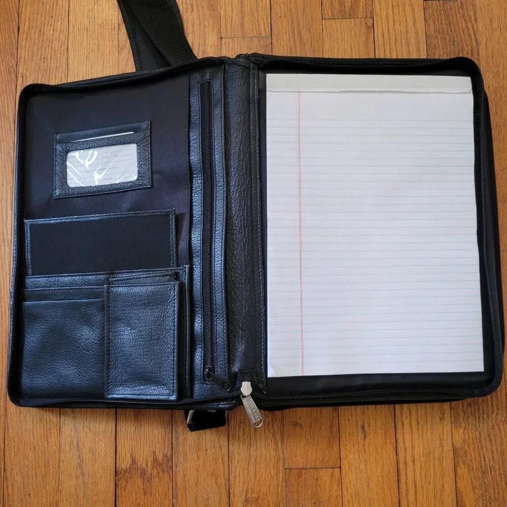 Vintage Wilsons Black Leather‎ Business Portfolio Organizer Planner Binder Strap